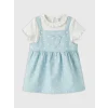 LCW baby Mavi Kalp Desenli Kız Bebek Gabardin Elbise ve Tişört