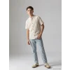 LCW Kids Bej Erkek Çocuk Çizgili Hakim Yaka Kısa Kollu Gömlek