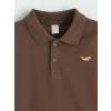LCW Kids Kahverengi Polo Yaka Nakışlı Erkek Çocuk Tişört