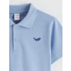 LCW Kids Mavi Polo Yaka Nakışlı Erkek Çocuk Tişört