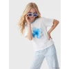 LCW Kids Beyaz Kız Çocuk Baskılı Bisiklet Yaka Tişört