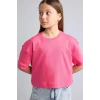 Defacto H7237A8PN201 Pembe Bisiklet Yaka Kısa Kollu Basic Tişört Kız Çocuk