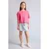 Defacto H7237A8PN201 Pembe Bisiklet Yaka Kısa Kollu Basic Tişört Kız Çocuk