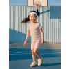 LCW Kids Pembe Simli Kalp Nakışlı Kız Çocuk Tişört