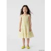 LCW Kids Ekru Çiçek Desenli Kız Çocuk Krinkle Elbise
