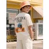 LCW Kids Bej Bisiklet Yaka Baskılı Erkek Çocuk Tişört