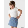 LCW Kids Beyaz Taşlı Kalp Desenli Kız Çocuk Fitilli Tişört