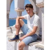 LCW Kids İndigo Beli Lastikli Çizgili Erkek Çocuk Jean Şort