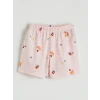 LCW Kids Ekru Gömlek Yaka Desenli Kız Çocuk Şortlu Pijama Takımı