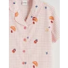 LCW Kids Ekru Gömlek Yaka Desenli Kız Çocuk Şortlu Pijama Takımı