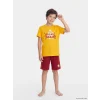LCW Kids Turuncu Galatasaray Baskılı Erkek Çocuk Şortlu Pijama Takımı