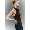 Defacto F8007AXBN267 Kahve Slım Fıt Halter Yaka Bluz