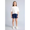 Defacto H7237A8WT34 Beyaz Oversize Bisiklet Yaka Kısa Kollu Tişört Kız Çocuk