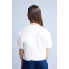 Defacto H7237A8WT34 Beyaz Oversize Bisiklet Yaka Kısa Kollu Tişört Kız Çocuk