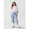 LCW Kids Mavi Yırtık Detaylı Kız Çocuk Jean Şortolon
