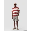 XSIDE Bordo Rahat Fit Polo Yaka Çizgili Erkek Tişört