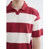 XSIDE Bordo Rahat Fit Polo Yaka Çizgili Erkek Tişört