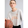 Defacto G9462AXGR421 Gri NBA Relax Fıt Bisiklet Yaka Baskılı Sporcu Kısa Kollu Tişört