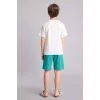 Defacto G8830A8ER105 Ekru Regular Fıt Baskılı 2li Şort Tişört Pijama Takımı Erkek Çocuk