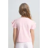 Defacto H7249A8PN141 Pembe Regular Fıt Bisiklet Yaka Penye Kısa Kollu Tişört Kız Çocuk