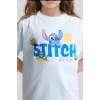 Defacto H3643A8TR412 Turkuaz Dısney Lılo & Stıtch Relax Fıt Bisiklet Yaka Kısa Kollu Baskılı Tişört Kız Çocuk