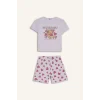 Defacto H8359A8PN256 Pembe %100 Pamuk Regular Fıt 2li Pijama Takımı Kız Çocuk