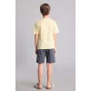 Defacto H4105A8YL83 Sarı Regular Fıt Baskılı 2li Şort Tişört Pijama Takımı Erkek Çocuk