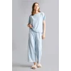 Defacto H7011AXBE745 Mavi Regular Fıt Kısa Kollu 2li Softshell Pijama Takım