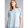 Defacto H7011AXBE745 Mavi Regular Fıt Kısa Kollu 2li Softshell Pijama Takım