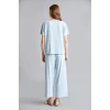 Defacto H7011AXBE745 Mavi Regular Fıt Kısa Kollu 2li Softshell Pijama Takım