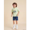 LCW Kids Yeşil Bisiklet Yaka Minions Baskılı Erkek Çocuk Tişört