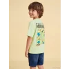 LCW Kids Yeşil Bisiklet Yaka Minions Baskılı Erkek Çocuk Tişört