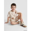 LCW Kids Bej Palmiye Desenli Erkek Çocuk Tişört ve Şort