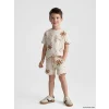 LCW Kids Bej Palmiye Desenli Erkek Çocuk Tişört ve Şort
