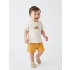 LCW baby Ekru Dinozor Baskılı Erkek Bebek Takım