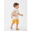 LCW baby Ekru Dinozor Baskılı Erkek Bebek Takım