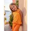 LCW Kids Turuncu Fırfırlı Kız Çocuk Bluz ve Pantolon