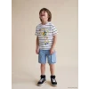 LCW Kids Beyaz Çizgili Minions Baskılı Erkek Çocuk Tişört