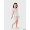 LCW Kids Ekru Bisiklet Yaka Nakışlı Kız Çocuk Takım