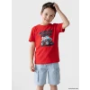 LCW Kids Kırmızı Bisiklet Yaka Baskılı Erkek Çocuk Tişört