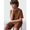 LCW Kids Kahverengi Dinozor Baskılı Erkek Çocuk Tişört ve Şort Takım
