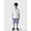 LCW Kids Beyaz Bisiklet Yaka Baskılı Erkek Çocuk Tişört