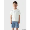 LCW Kids Beyaz Bisiklet Yaka Baskılı Erkek Çocuk Tişört