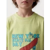 LCW Kids Sarı Nostaljik Maymun Baskılı Unisex Çocuk Tişört