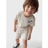 LCW Kids Gri Dinozor Baskılı Erkek Çocuk Tişört ve Şort Takım