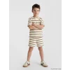 LCW Kids Kahverengi Çizgili Erkek Çocuk Şortlu Takım