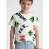 LCW Kids Beyaz Minecraft Baskılı Erkek Çocuk Tişört