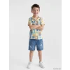 LCW Kids Bej Desenli Erkek Çocuk Gömlek