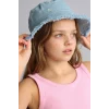 Defacto D8412A8BE2 Mavi Nakışlı Jean Bucket Şapka Kız Çocuk