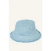 Defacto D8412A8BE2 Mavi Nakışlı Jean Bucket Şapka Kız Çocuk